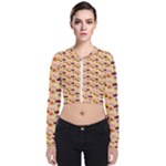 Colorful Ladybug Bess And Flowers Pattern Long Sleeve Zip Up Bomber Jacket