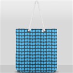 Blue Gray Leaf Pattern Full Print Rope Handle Tote (Large)