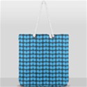 Blue Gray Leaf Pattern Full Print Rope Handle Tote (Large) View2