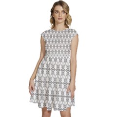 Ornamental 01 Cap Sleeve High Waist Dress