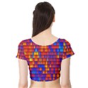 Geometric Pattern Colorful Fluorescent Background Short Sleeve Crop Top View2