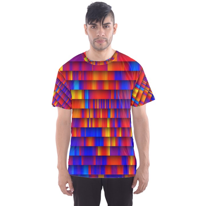Geometric Pattern Colorful Fluorescent Background Men s Sport Mesh Tee