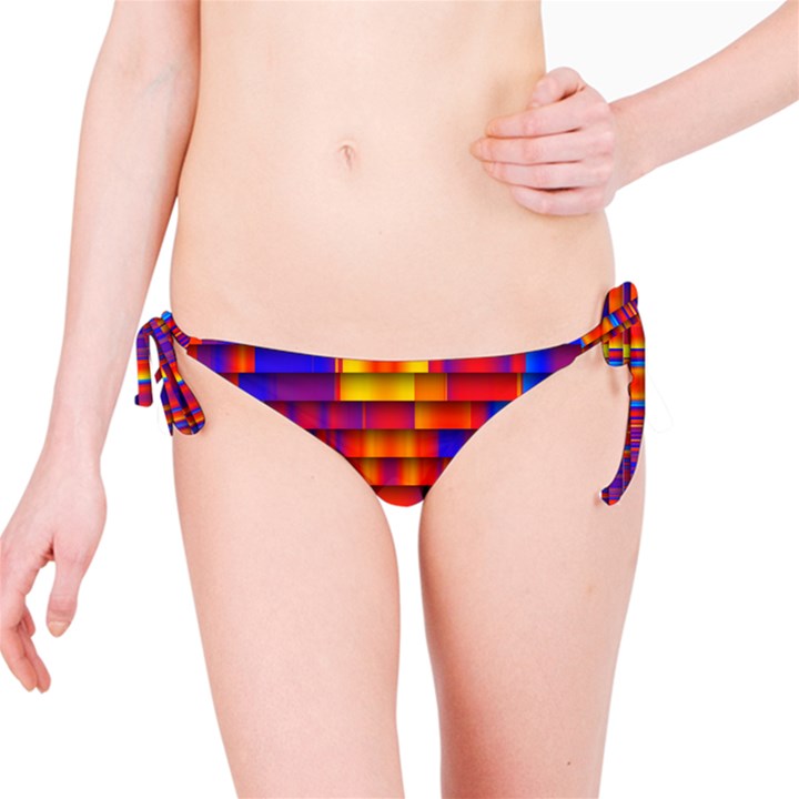 Geometric Pattern Colorful Fluorescent Background Bikini Bottoms