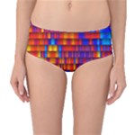 Geometric Pattern Colorful Fluorescent Background Mid-Waist Bikini Bottoms