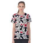 Cute Christmas Seamless Pattern Vector Women s Cotton Tee