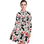 Cute Christmas Seamless Pattern Vector Long Sleeve Chiffon Shirt Dress