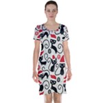 Cute Christmas Seamless Pattern Vector Short Sleeve Nightdress