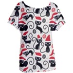 Cute Christmas Seamless Pattern Vector Women s Oversized Tee
