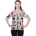 Cute Christmas Seamless Pattern Vector Cutout Shoulder Tee