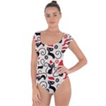 Cute Christmas Seamless Pattern Vector Short Sleeve Leotard 