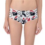 Cute Christmas Seamless Pattern Vector Mid-Waist Bikini Bottoms