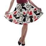 Cute Christmas Seamless Pattern Vector A-line Skater Skirt