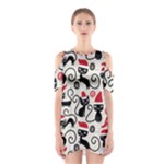Cute Christmas Seamless Pattern Vector Shoulder Cutout One Piece Dress