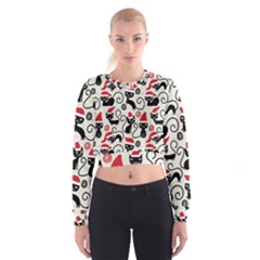 Cute Christmas Seamless Pattern Vector Cropped Sweatshirt