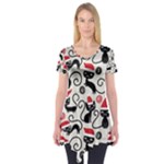 Cute Christmas Seamless Pattern Vector Short Sleeve Tunic 