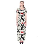 Cute Christmas Seamless Pattern Vector Short Sleeve Maxi Dress