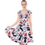 Cute Christmas Seamless Pattern Vector Cap Sleeve Front Wrap Midi Dress