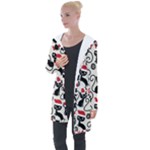 Cute Christmas Seamless Pattern Vector Longline Hooded Cardigan