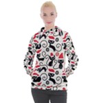 Cute Christmas Seamless Pattern Vector Women s Hooded Pullover