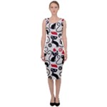 Cute Christmas Seamless Pattern Vector Sleeveless Pencil Dress