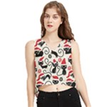 Cute Christmas Seamless Pattern Vector V-Neck Cropped Tank Top