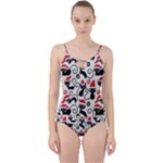 Cute Christmas Seamless Pattern Vector Cut Out Top Tankini Set