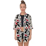 Cute Christmas Seamless Pattern Vector Open Front Chiffon Kimono