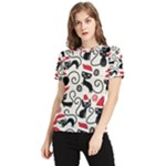 Cute Christmas Seamless Pattern Vector Women s Short Sleeve Rash Guard