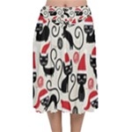 Cute Christmas Seamless Pattern Vector Velvet Flared Midi Skirt