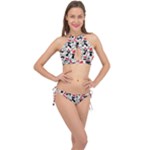 Cute Christmas Seamless Pattern Vector Cross Front Halter Bikini Set