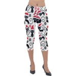Cute Christmas Seamless Pattern Vector Lightweight Velour Capri Leggings 