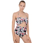 Cute Christmas Seamless Pattern Vector Scallop Top Cut Out Swimsuit