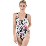 Cute Christmas Seamless Pattern Vector High Leg Strappy Swimsuit
