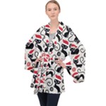 Cute Christmas Seamless Pattern Vector Long Sleeve Velvet Kimono 