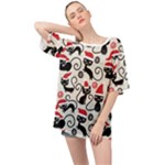 Cute Christmas Seamless Pattern Vector Oversized Chiffon Top