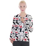 Cute Christmas Seamless Pattern Vector Casual Zip Up Jacket