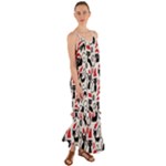 Cute Christmas Seamless Pattern Vector Cami Maxi Ruffle Chiffon Dress