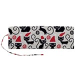 Cute Christmas Seamless Pattern Vector Roll Up Canvas Pencil Holder (M)