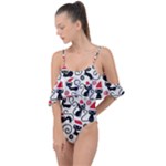 Cute Christmas Seamless Pattern Vector Drape Piece Swimsuit