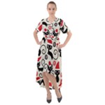 Cute Christmas Seamless Pattern Vector Front Wrap High Low Dress
