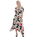 Cute Christmas Seamless Pattern Vector Cross Front Sharkbite Hem Maxi Dress