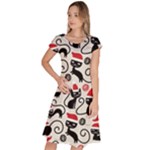 Cute Christmas Seamless Pattern Vector Classic Short Sleeve Dress