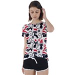 Cute Christmas Seamless Pattern Vector Short Sleeve Open Back Tee