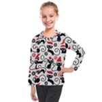 Cute Christmas Seamless Pattern Vector Kids  Long Mesh Tee