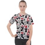 Cute Christmas Seamless Pattern Vector Women s Sport Raglan Tee