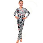 Cute Christmas Seamless Pattern Vector Kid s Satin Long Sleeve Pajamas Set