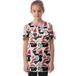 Cute Christmas Seamless Pattern Vector Fold Over Open Sleeve Top