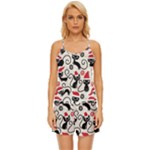 Cute Christmas Seamless Pattern Vector Satin Pajama Short Set