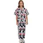 Cute Christmas Seamless Pattern Vector Kids  Tee and Pants Sports Set
