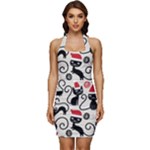 Cute Christmas Seamless Pattern Vector Sleeveless Wide Square Neckline Ruched Bodycon Dress